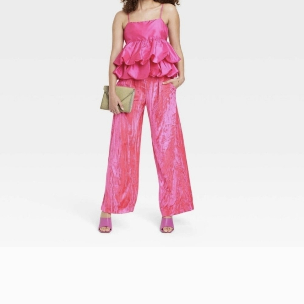 A New Day Women's Small Ruffled Pink Cami Top